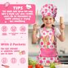 R HORSE Kid Apron and Chef Hat Set - 2Pcs Adjustable Children Pink Flower Kitchen Toddler Apron for Girls, Role Play Chef Toy Cooking Baking Painting and Training Kits Kid Funny Cooking Birthday Gift view 3
