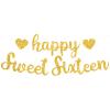 BEISHIDA Gold Happy Sweet 16 Birthday Banner, Pre-Strung Glitter Happy 16 Birthday Decoration for GirlsHappy 16th Birthday Sign for Women, Girls view 1