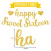 BEISHIDA Gold Happy Sweet 16 Birthday Banner, Pre-Strung Glitter Happy 16 Birthday Decoration for GirlsHappy 16th Birthday Sign for Women, Girls view 3