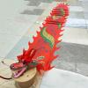 3D Colorful Dragon Silk-like Flowy Spinning Dragon Body Ribbon Dancer, Real-Like Plastic Dragon Head Dancer for Chinese New Year Folk, Silk Shaking Poi Spinning Streamer, Washable(Red,6M(19.6FT)) view 1