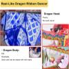 3D Colorful Dragon Silk-like Flowy Spinning Dragon Body Ribbon Dancer, Real-Like Plastic Dragon Head Dancer for Chinese New Year Folk, Silk Shaking Poi Spinning Streamer, Washable(Red,6M(19.6FT)) view 3