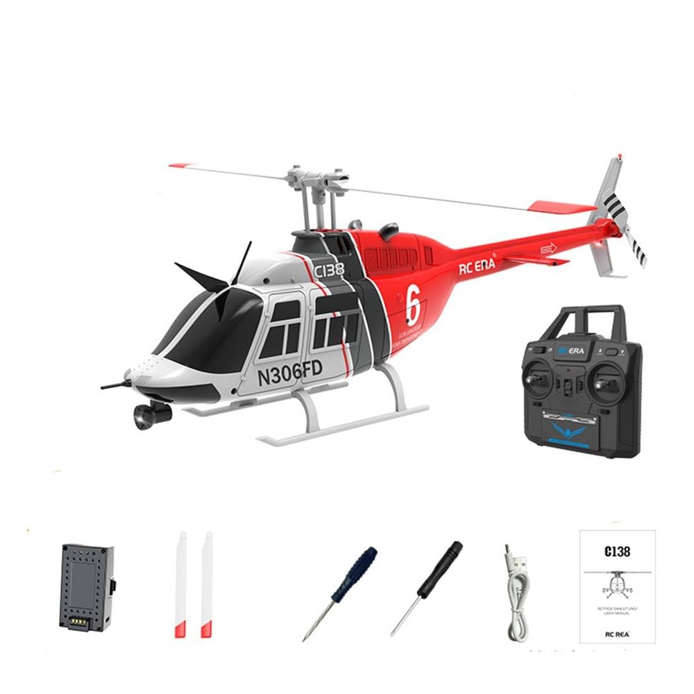 Aetheria Remote Control Helicopter, Bell C138 No Aileron Airplane Model with Altitude Hold and Optical Flow Positioning, 1:30 Military Aircraft Model for Adults- RTF Version/Red Black White
