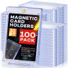 100ct Magnetic Card Holders, Magnetic 35pt One Touch Card Holders, U-V Protection Hard Plastic Display Case for Trading, Sports, Baseball, Football, Game Cards view 1