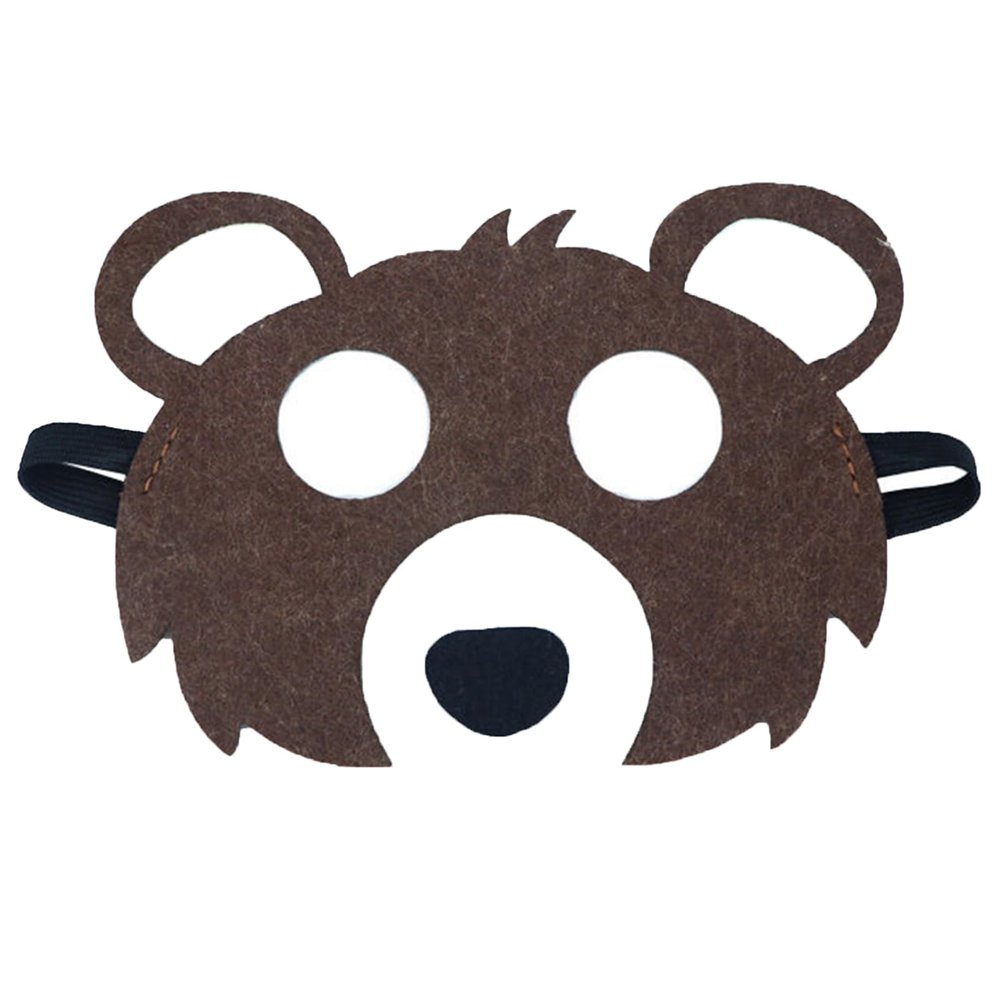 Jtnohx Felt Animal Masks, 10 Pcs Halloween Mask, Animal Costume for Birthday Party Supplies (Bear Mask)