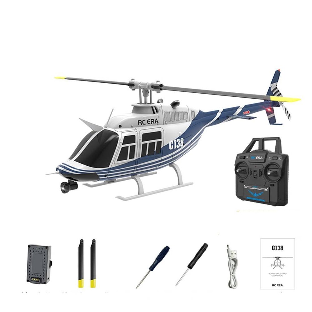 Aetheria Remote Control Helicopter, Bell C138 No Aileron Airplane Model with Altitude Hold and Optical Flow Positioning, 1:30 Military Aircraft Model for Adults- RTF Version/Blue& White
