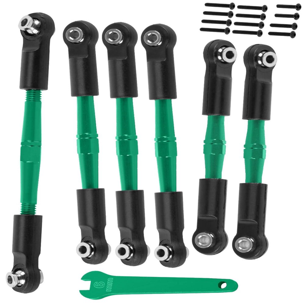 RCMYou Aluminum Turnbuckles Camber Links Upgrades Part for 1/10 Big Rock V3 3S BLX / 1/8 Typhon 3S BLX/Mega 550, (not for Big Rock V1/V2) Alloy Turnbuckles Camber Links Hops Up,Green