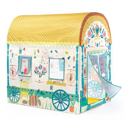 DJECO - Caravan Tent 130x106 cm - for Kids Ages 3+ - Indoor Playhouse Whimsical Imaginative Play Fabric and Easy Assembly