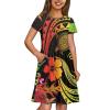 Srengjodk Polynesian Dress for Girls Polynesian Baby Clothes Polynesian Costume Girls 4T Dresses for Girls Kid Girl Dresses Polynesia Floral Pattern Dress Custom 9-10T view 1