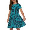Srengjodk Children Hawaiian Outfits 2024 Polynesian Baby Clothes Polynesian Costume Girls 4T Dresses for Girls Kid Girl Dresses Hawaiian Summer Ethnic Style Blue Custom 2-3T view 2