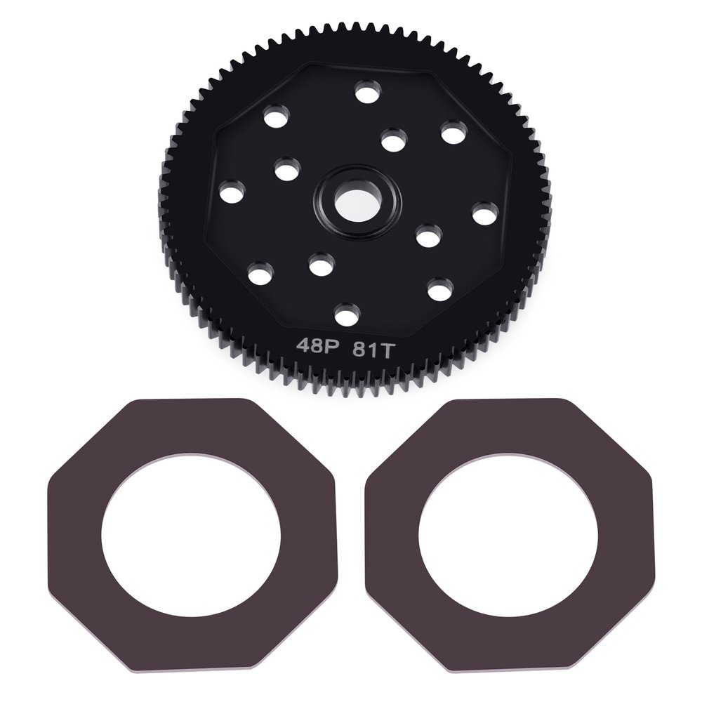 BRKRC Steel 66T 72T 81T 84T Spur Gear 48P RC Main Gears for 1/10 Associated T4 B4 T5 B5 Eleament Endero RTR (81T 48P)