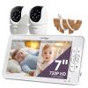 Comfyer 7" HD Split-Screen Baby Monitor with 2 Cameras, Video Baby Monitor with Camera and Audio, Flexible Bracket, Non-WiFi, VOX Mode, 2 Way Audio, Remote PTZ, Auto Night Vision view 1