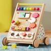 Tiny Land Wooden Baby Walker with Adjustable Speed, Montessori Activity Push Walker Toy for Toddlers, Colorful Learning Walker for Boys & Girls (Rainbow) view 1