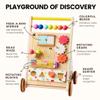 Tiny Land Wooden Baby Walker with Adjustable Speed, Montessori Activity Push Walker Toy for Toddlers, Colorful Learning Walker for Boys & Girls (Rainbow) view 4