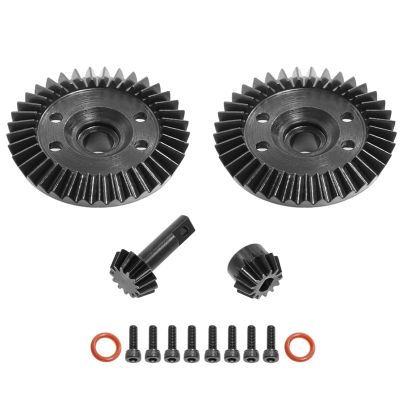 37T Ring and 13T Pinion Gears for Rear Front Differentials RC 13T 37T Differential Gearbox Straight Grain Gears Set Hardened Steel Upgraded Part for Traxxas 1/10 Ford Hoss Slash, Stampede, Rustler