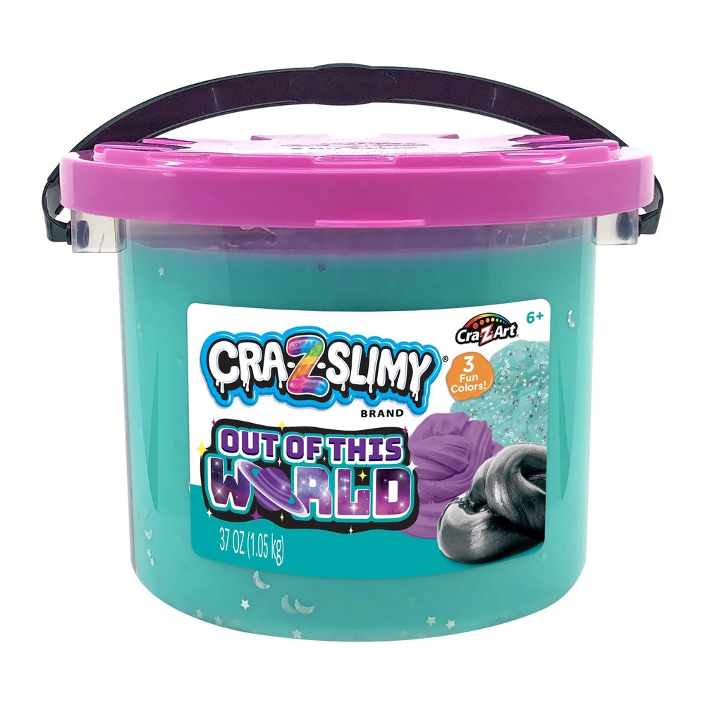 CRA-Z-Slimy Out of This World Slime - 37oz Bucket, 3 Different Slime Types: Fluffy, Metallic & Confetti