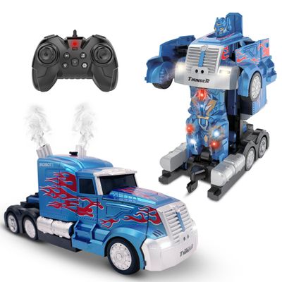 Family Smiles Kids Transforming Robot RC Truck Toys for Boys Ages 8-13 Years Remote Control Car Gift