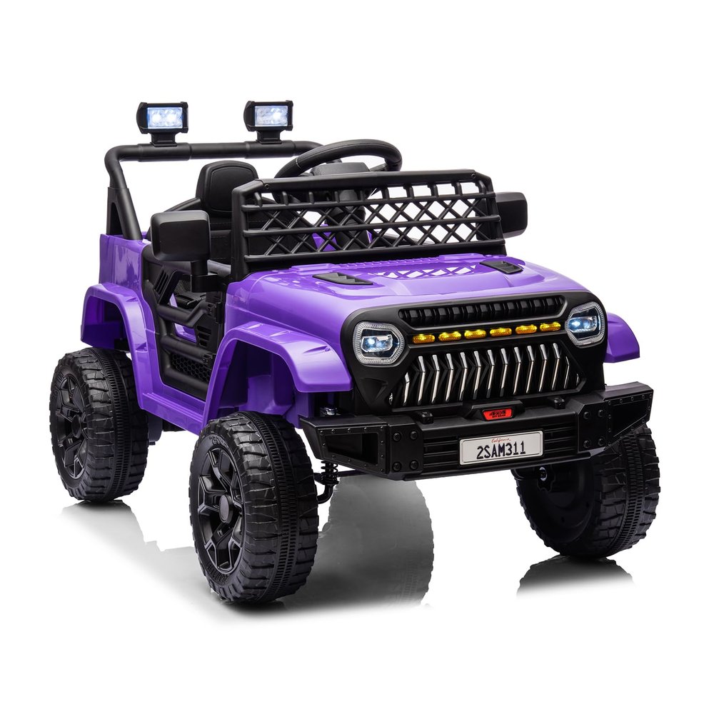 GarveeLife 12V Kids Ride On Truck Electric Vehicle Battery Powered Car Toddles Ride On Toy for Boys Girls with Remote Control, 4-Wheel Suspension, Battery Display, LED Lights, Music, Purple
