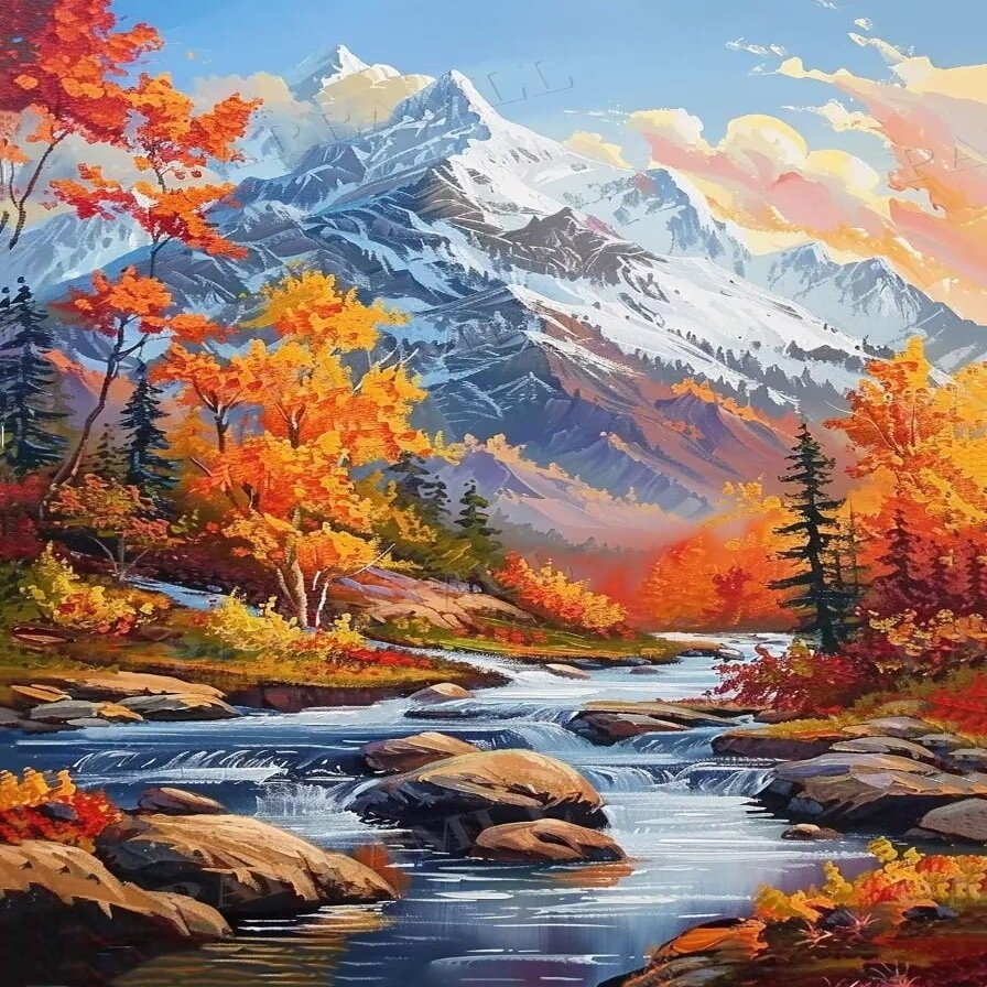 1000 Piece Adult Puzzles,Suitable for Adults to Enhance Concentration in The Fall Riverside Puzzles,Beautiful Maple Leaf Forest Puzzle Suitable for Beginners to Give Friends Thanksgiving Gift