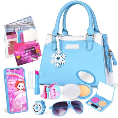Shemira Play Purse for Little Girls, Princess Pretend Toys for Girls 3 4 5 6 7 8 Years Old, Christmas & Birthday Gift for Kids Age 3-5 4-6 6-8, Toddler Purse with Accessories, Kids Toy Purse, Blue