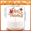 Thanksgiving Day Cake Toppers - Fall Give Thanks Large Cupcake Topper With Red Brown Maple Leaf Design, Glitter Pick for Happy Party Cake Decoration (8 Packs) view 2