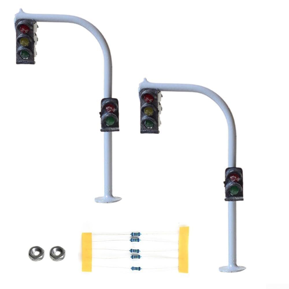2Pcs Traffic Light Model Set with LED Pedestrian Signals Street Crossing Walk Simulation, Educational Traffic Management Toy