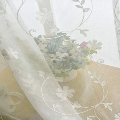 HooHero White New Simple White Linen Embroidery 100 Wide Kids Baby Room Balcony Sheer Curtains Home Decoration Voile Curtain