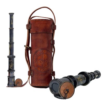 Vintage Royal Navy Functional Telescope | Brass Made | Glass Optics and High Magnfication | Kid's Telescope | Camouflage Finish | 17 inch Long | Handheld Antique Style | Nautical Home Dcor Gift