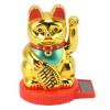 FLEXMAN Solar Powered Waving Arm Cat Ornament Welcoming Waving Hand Up Wealth Fortune Lucky Cat for Fortune Money Good Luck (Gold) view 1