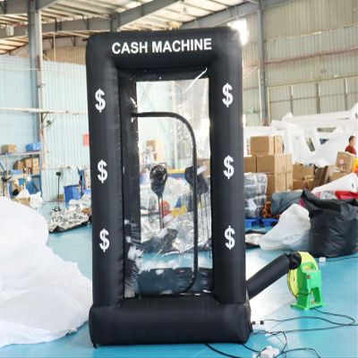 Generic Inflatable Money Machine Booth with 2pcs Blower Inflatable Cash Cube Machine for Event, Promotion(Black), 1.5mx1.5mx2.5m, 24070701
