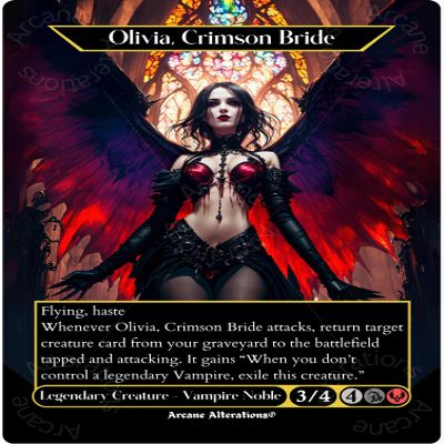 Arcane Alterations Olivia, Crimson Bride - Full Art Altered Art Custom Proxy Cards