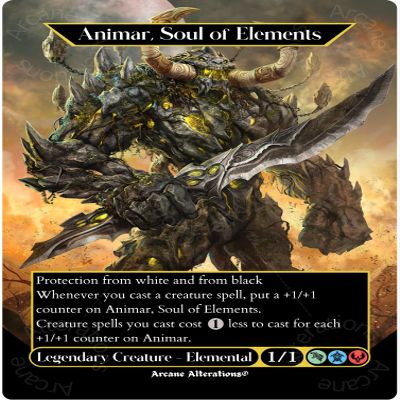 Arcane Alterations Animar, Soul of Elements - Full Art Altered Art Custom Proxy Cards
