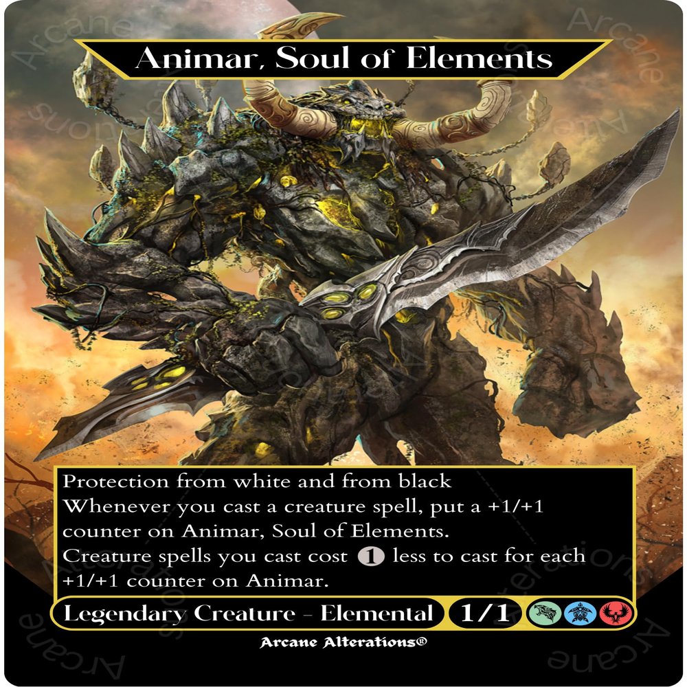 Arcane Alterations Animar, Soul of Elements - Full Art Altered Art Custom Proxy Cards