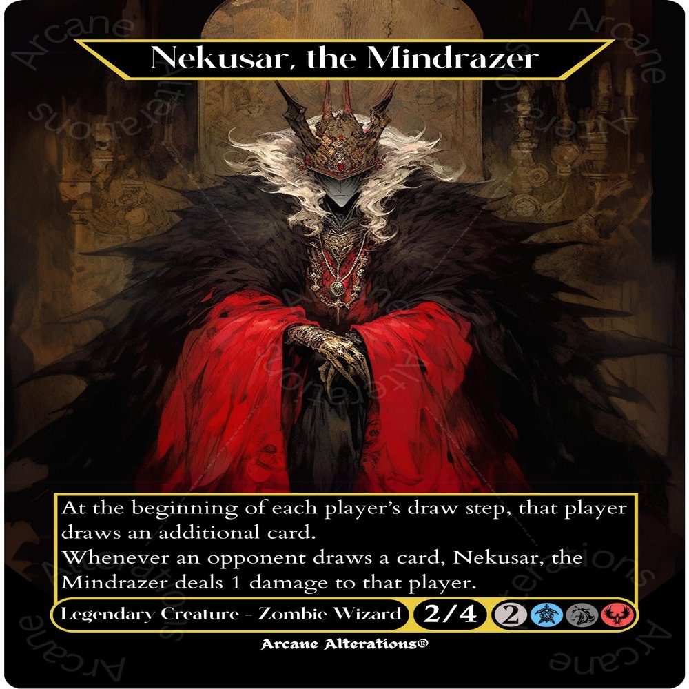 Arcane Alterations Custom Proxy Card - Nekusar, The Mindrazer - Full Art Altered Art - 1 Card
