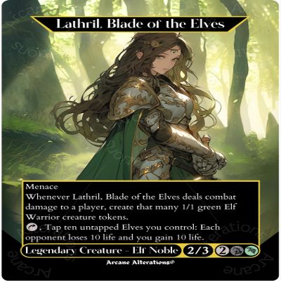 Arcane Alterations Lathril, Blade of The Elves - Full Art Altered Art Custom Proxy Cards