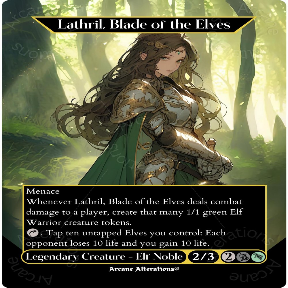Arcane Alterations Lathril, Blade of The Elves - Full Art Altered Art Custom Proxy Cards