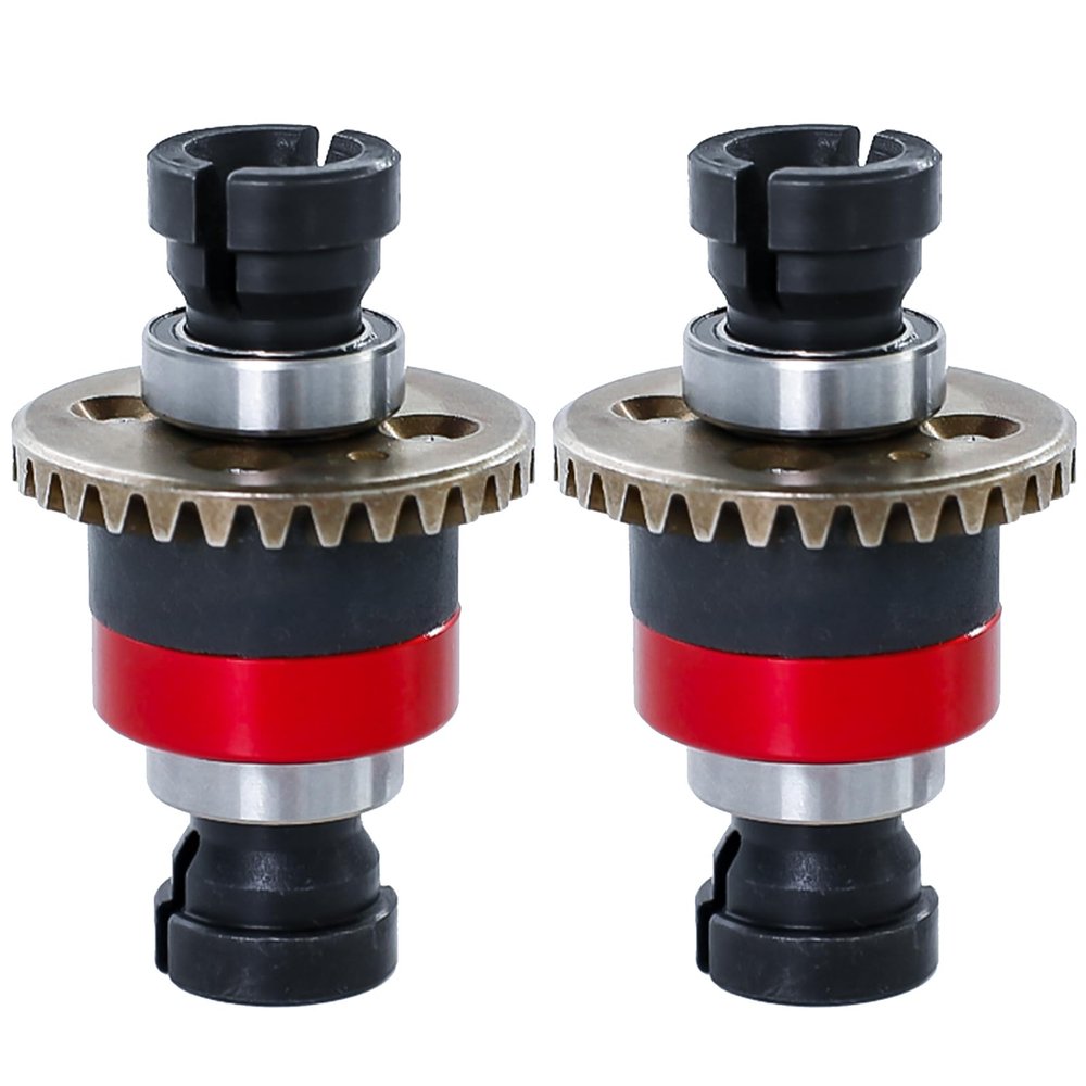 Assembled Differential 30T 0.8Mod for ARRMA 1/18 Granite GROM, Typhon GROM, 1/14 Mojave GROM, 1/12 Losi AWD RC Racecar, RC Front & Rear Universal Upgraded Metal Differential 2Pcs (Black/Red)