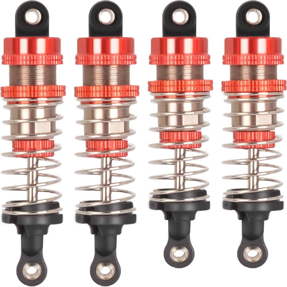 RcThjia Oiled Shocks Upgraded 66mm/72mm Aluminum Oil Shock Absorber Set for 1/12 1/14 1/16 RC Cars - Compatible with WLtoys 144001, 124019, MJX 16208, HBX & More