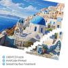 KINGNOYI Santorini Greek Island Sea View Jigsaw Puzzles1000 Piece Educational Intellectual Wooden Puzzles, Fun Puzzles, Stress Relieving Puzzles, White view 2