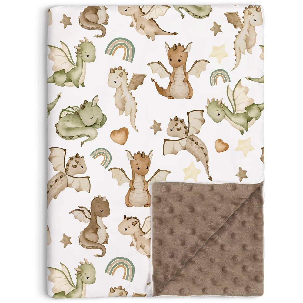 Dragon Baby Blanket for Boys Girls Soft Double Layer Minky with Dotted Backing, for Fairy Tale Theme Toddler Nursery, Newborn Infant Toddler Crib Bedding, Stroller, Receiving Blankets, 30"x40"