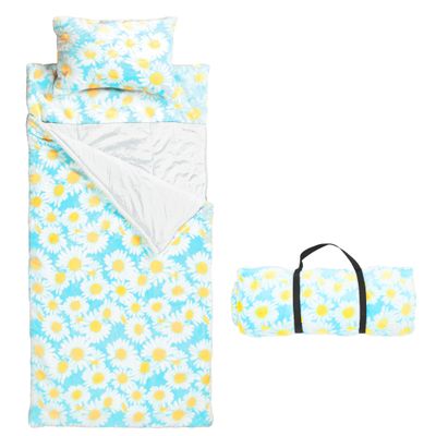Carstens, Inc. Kids Slumber Bag Sleeping Bag/Nap Mat with Pillow for Girls, Flower Power