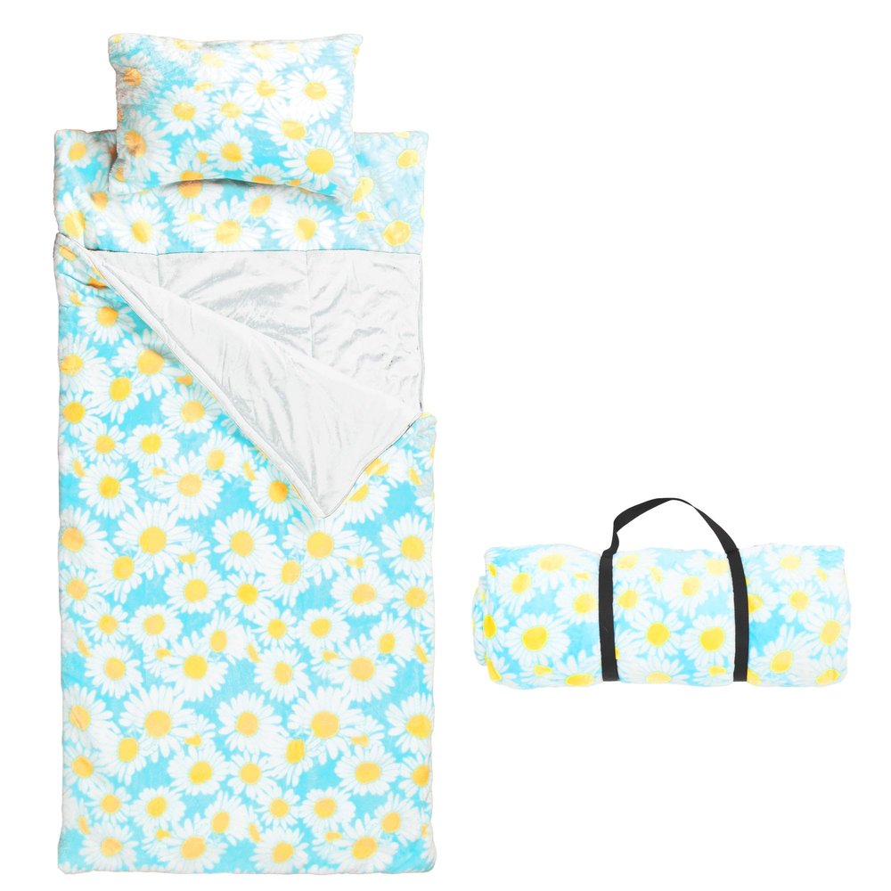 Carstens, Inc. Kids Slumber Bag Sleeping Bag/Nap Mat with Pillow for Girls, Flower Power
