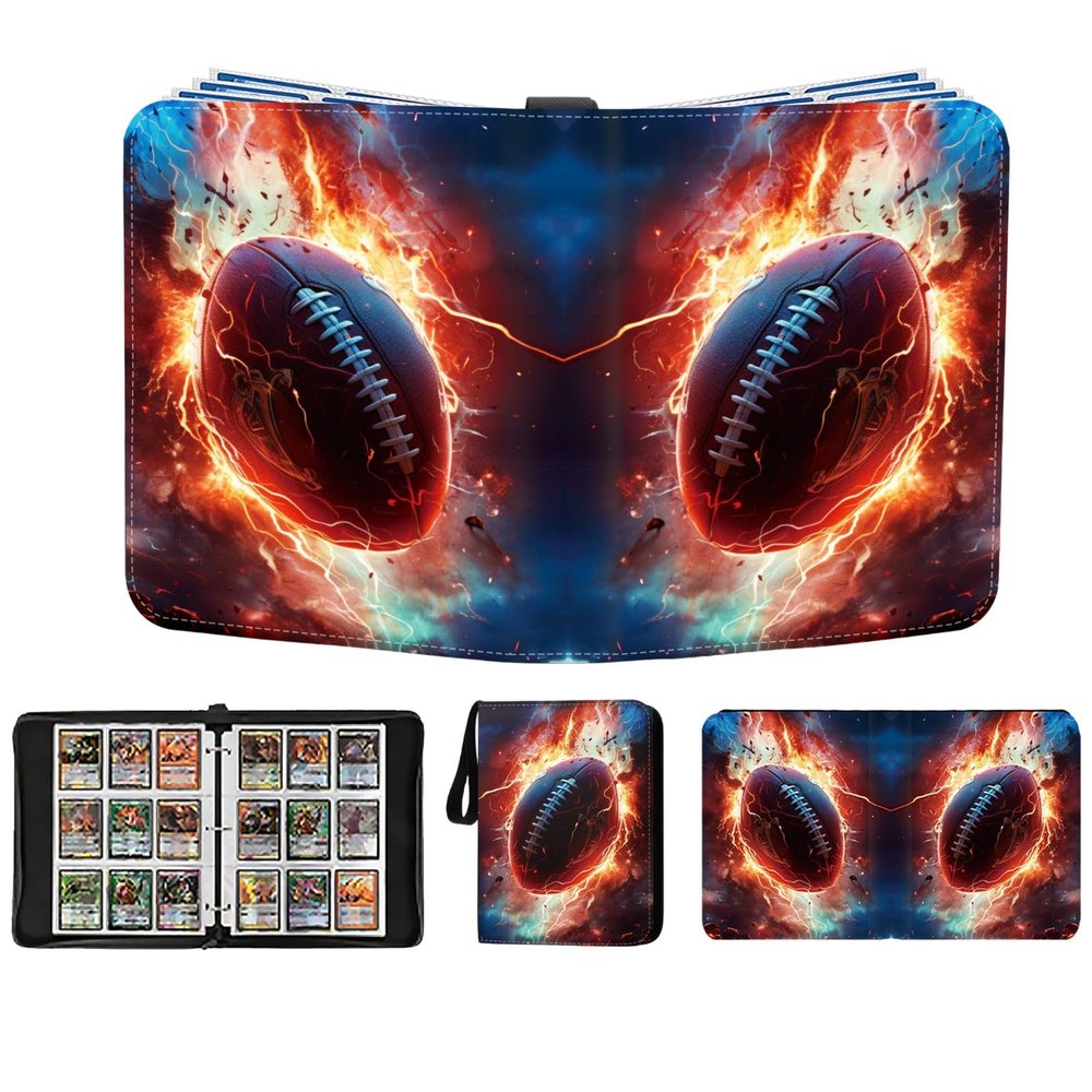 2025 Football Card Binder Trading Card Binder Holder 900 Pockets, Fits 900 Cards with 50 Removable Pages, Football Card Gifts Collector Album with Zipper Storage Display Case