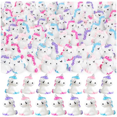 LHSYFBZ 96Pcs Mini Resin Unicorn, Miniature Unicorn Figurines, Mini Resin Animals to Hide for Garden Landscape Aquarium Dollhouse Birthday Party Room Crafts Decor