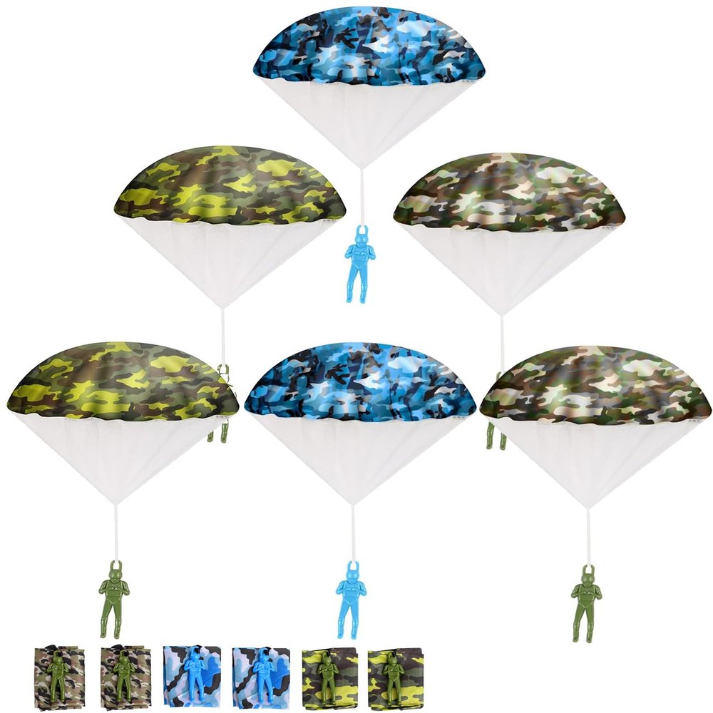 SIQUNUO Army Parachute Toys for Kids, 6 Pack Tangle Free Outdoor Toys Parachute Men for Kids, Small Toys for Kid Ages 4-8 9 10 11 12 Year Old, Outside Toys, Stocking Stuffers