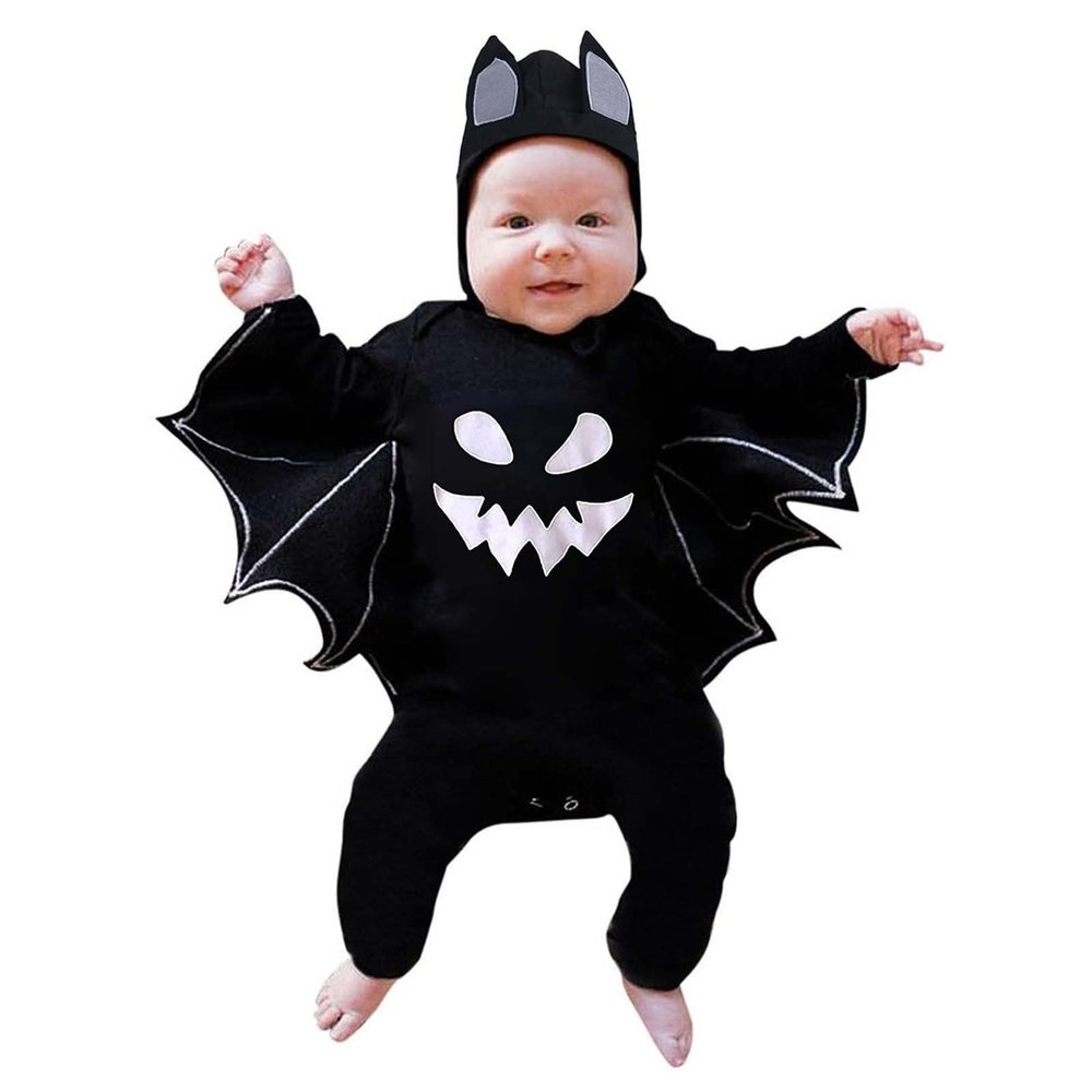 AIMAOMI Baby Boy Fall Outfits Newborn Baby Girl ostume Halloween Outfit Bat Cosplay ostume Bodysuit Hooded Clothes (B, 18-24 Months)