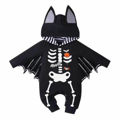AIMAOMI Toddler Baby Boy's Girl's Halloween ostume Bat Cosplay Clothes Set Winter Outerwear Hooded Coat Fall Outfits (Black, 0-3 Months)