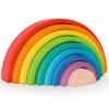 AVDAR 9Pcs Wooden Rainbow Stacker Toy, Montessori Nesting Puzzle for Kids, Rainbow Blocks view 1