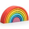AVDAR 7Pcs Wooden Rainbow Stacker Toy, Montessori Nesting Puzzle for Kids, Rainbow Blocks view 1