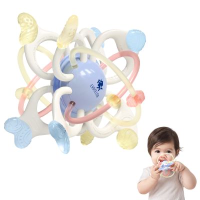 Evoceler Baby Toy, Montessori Sensory Teether Toy for 0-6, 6-12 Months, Rotatable 10 Textures Soft Silicone Teething Toy with Storage Box, Perfect Size for Grasp, Ideal Baby Boy Girl Gift