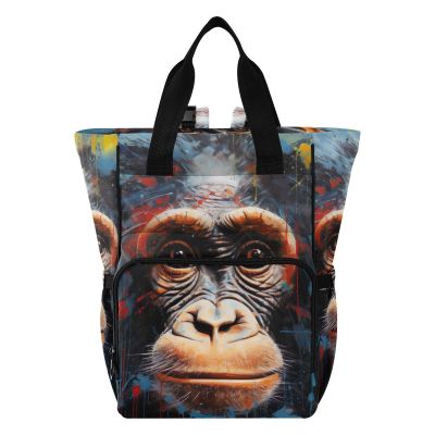 Jihqo Diaper Bag Backpack Gorilla Portrait Travel Diaper Bags for Women, 10L Functional Baby Changing Bag with Insulted Pockets, Stroller Straps